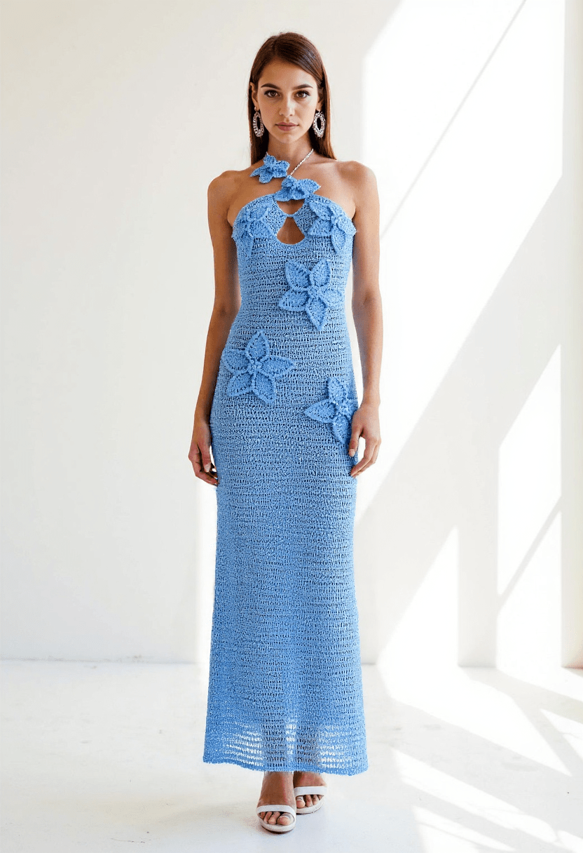 Women's White Maxi Dress Cotton Crochet Pattern 5
