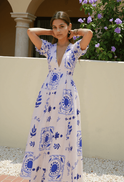 Women's Maxi Dress V-Neck Puff Sleeve Elegant Evening Dress 2