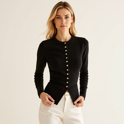 Damen Strickjacke – Weiches Material, Knopfleiste, Bequeme Passform - Chicquemoda XS Chicquemoda Cardigans Damen Strickjacke – Weiches Material, Knopfleiste, Bequeme Passform