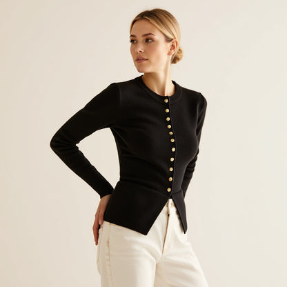 Damen Strickjacke – Weiches Material, Knopfleiste, Bequeme Passform - Chicquemoda XS Chicquemoda Cardigans Damen Strickjacke – Weiches Material, Knopfleiste, Bequeme Passform
