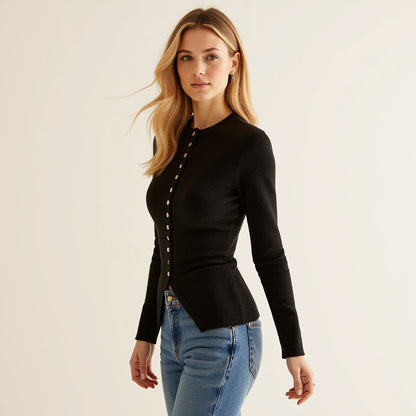 Damen Strickjacke – Weiches Material, Knopfleiste, Bequeme Passform - Chicquemoda XS Chicquemoda Cardigans Damen Strickjacke – Weiches Material, Knopfleiste, Bequeme Passform