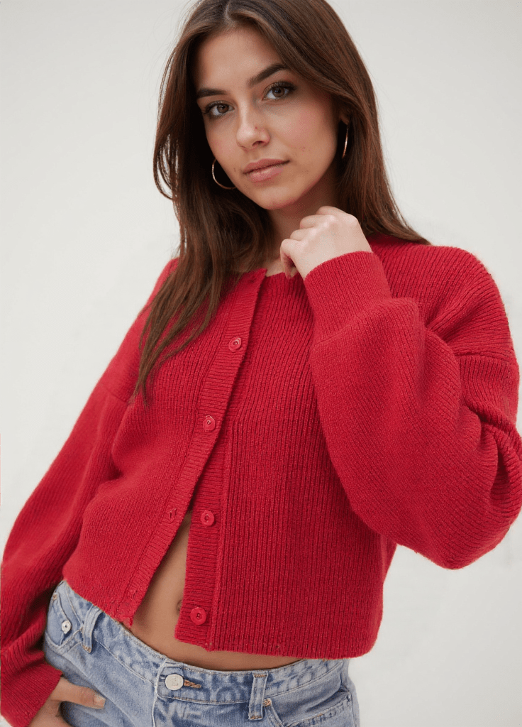Women's Cardigan Soft Knit Red 1