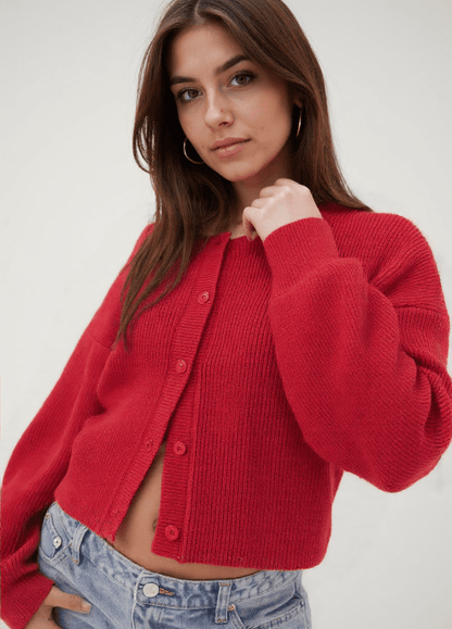 Women's Cardigan Soft Knit Red 1
