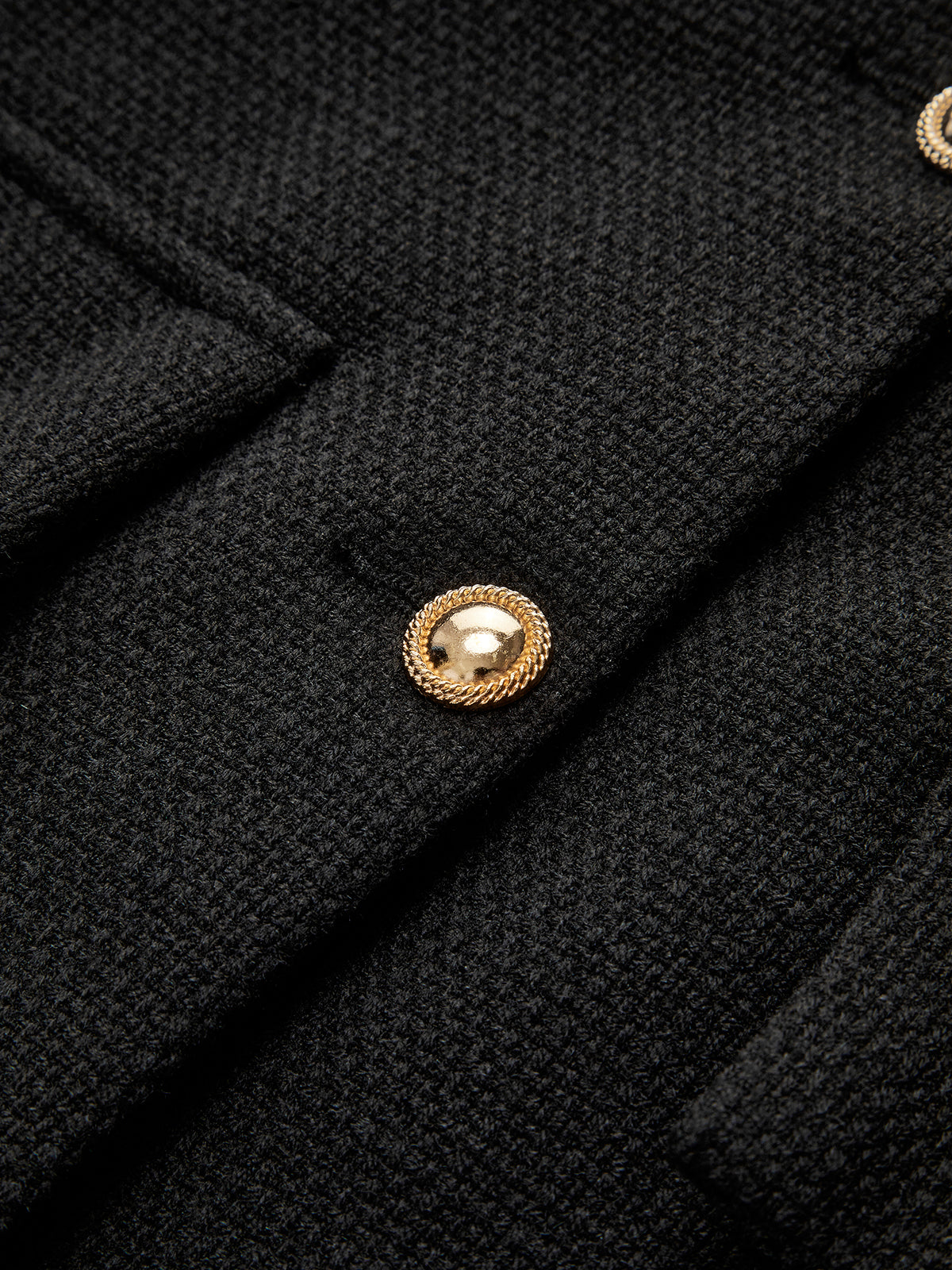 Damen Tweed-Blazer – Goldene Knöpfe, Figurbetont, Elegant - Chicquemoda Schwarz / XS Chicquemoda Damenblazer Damen Tweed-Blazer – Goldene Knöpfe, Figurbetont, Elegant