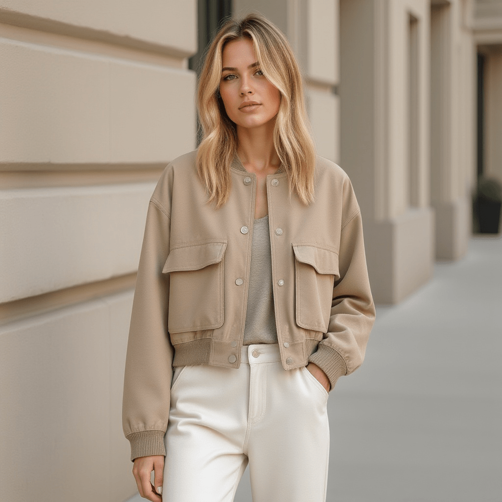 Damen Übergangsjacke – Moderne Schnittführung mit praktischen Taschen, Vielseitig und Bequem - Chicquemoda XS Chicquemoda Bomberjacken Damen Übergangsjacke – Moderne Schnittführung mit praktischen Taschen, Vielseitig und Bequem