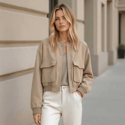 Damen Übergangsjacke – Moderne Schnittführung mit praktischen Taschen, Vielseitig und Bequem - Chicquemoda XS Chicquemoda Bomberjacken Damen Übergangsjacke – Moderne Schnittführung mit praktischen Taschen, Vielseitig und Bequem