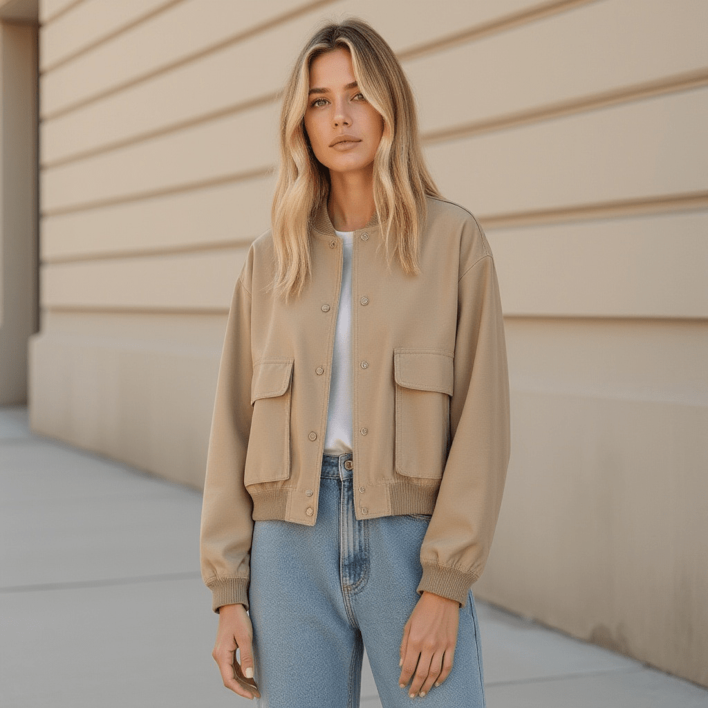 Damen Übergangsjacke – Moderne Schnittführung mit praktischen Taschen, Vielseitig und Bequem - Chicquemoda XS Chicquemoda Bomberjacken Damen Übergangsjacke – Moderne Schnittführung mit praktischen Taschen, Vielseitig und Bequem