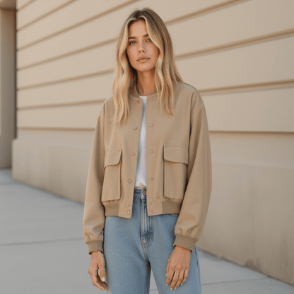 Damen Übergangsjacke – Moderne Schnittführung mit praktischen Taschen, Vielseitig und Bequem - Chicquemoda XS Chicquemoda Bomberjacken Damen Übergangsjacke – Moderne Schnittführung mit praktischen Taschen, Vielseitig und Bequem