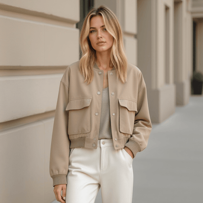 Damen Übergangsjacke – Moderne Schnittführung mit praktischen Taschen, Vielseitig und Bequem - Chicquemoda XS Chicquemoda Bomberjacken Damen Übergangsjacke – Moderne Schnittführung mit praktischen Taschen, Vielseitig und Bequem