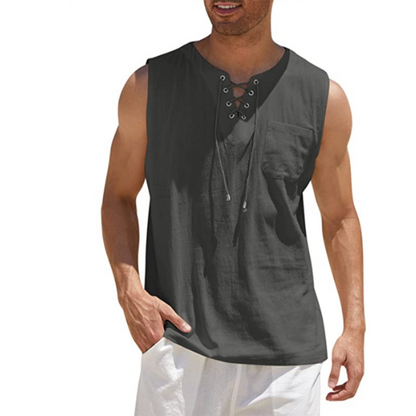 Men's  - Sleeveless Shirt - Casual - Linen - Ideal for Summer