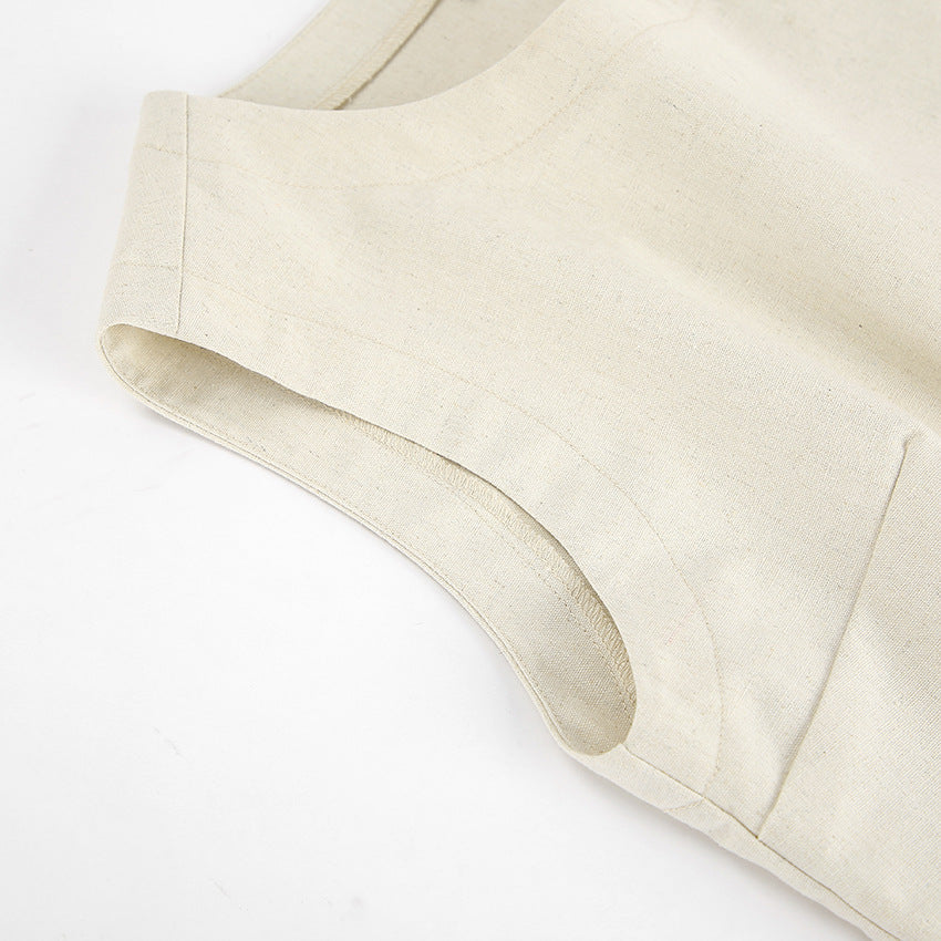Women's Cotton Linen Set Round Neck Breathable 7