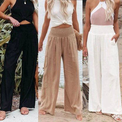 Women's - Women's Wide Leg Trousers - Casual - Modern Style - Ideal for Summer