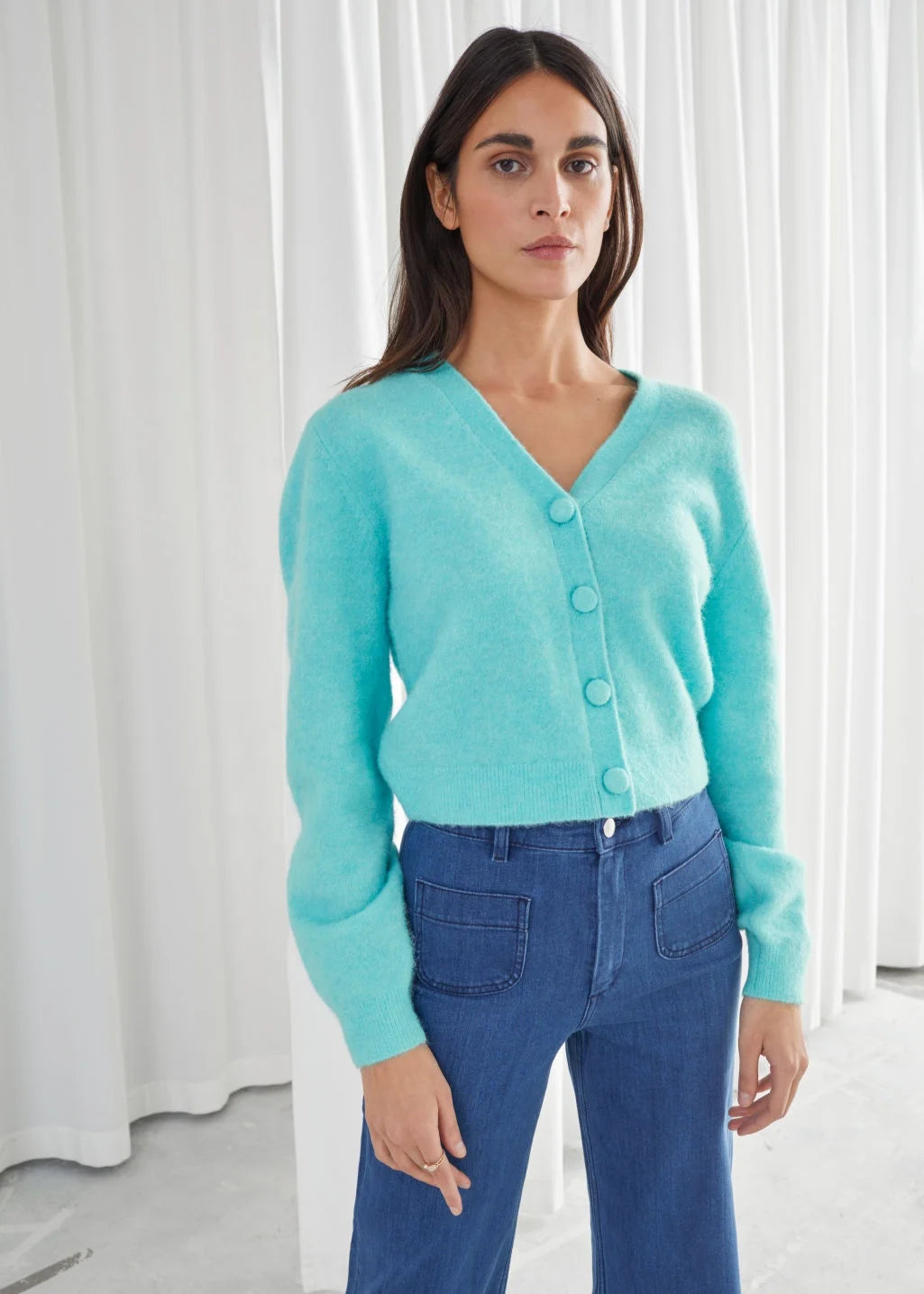 Women’s Knitted Cardigan | Wool Blend Winter Jumper | Cozy Cable Knit Top