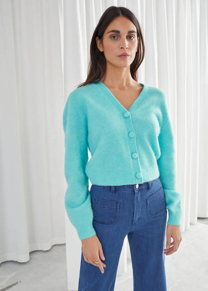 Women’s Knitted Cardigan | Wool Blend Winter Jumper | Cozy Cable Knit Top