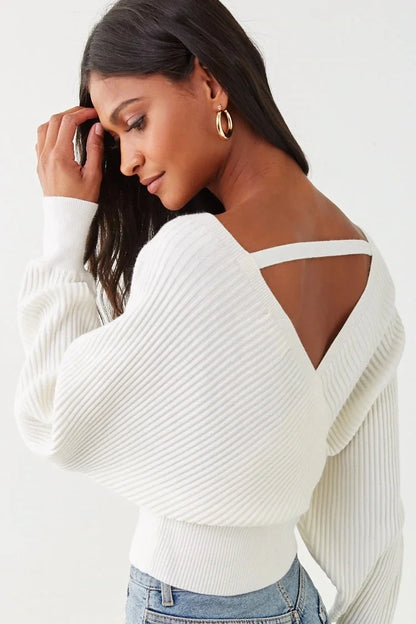 Women’s Long Sleeve V-Neck Sweater| Casual Autumn & Winter Top