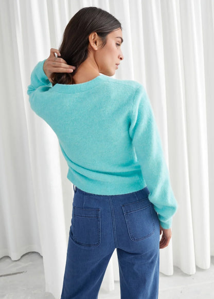 Women’s Knitted Cardigan | Wool Blend Winter Jumper | Cozy Cable Knit Top