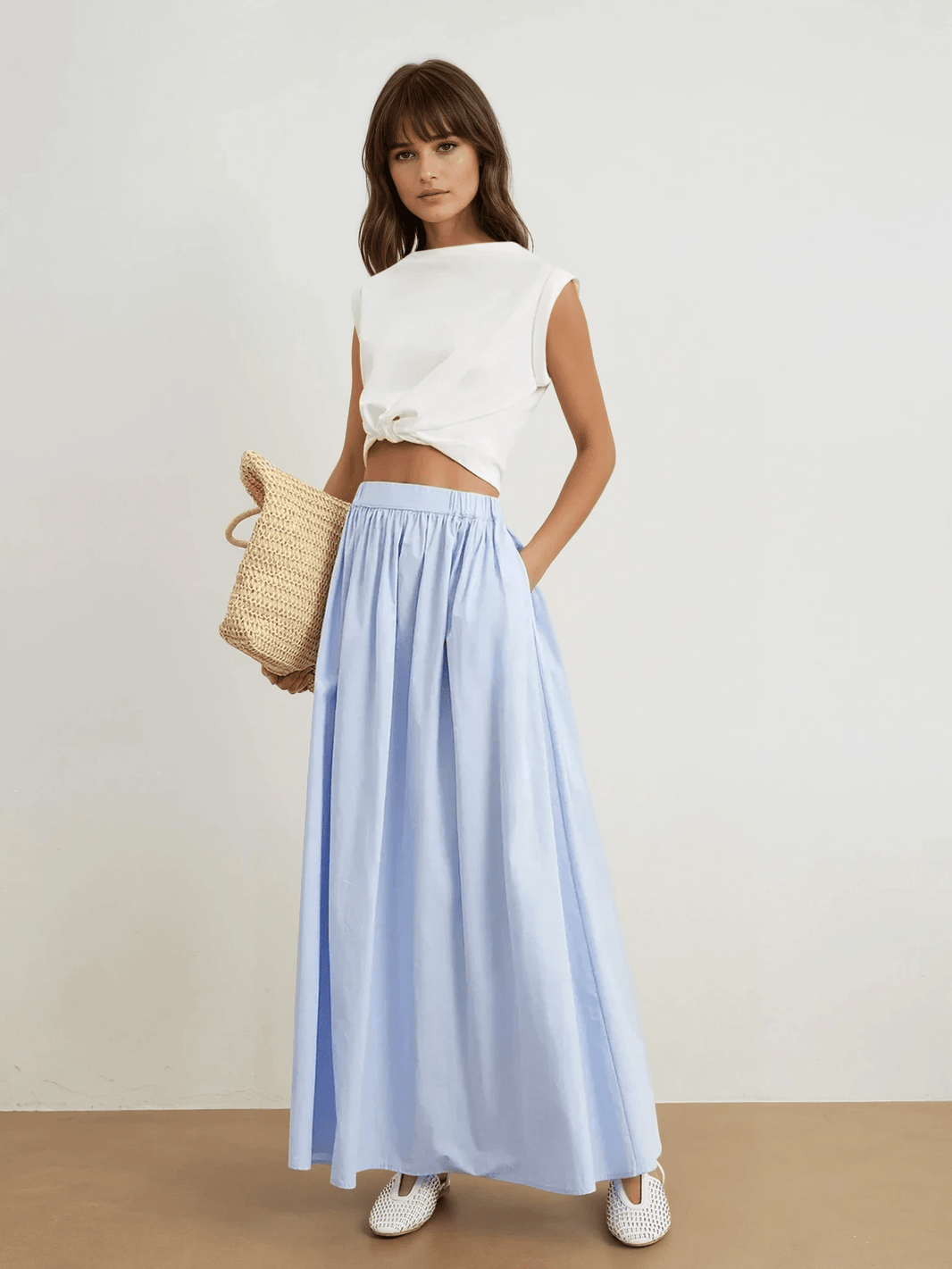 Women's A-Line Skirt Cotton with Pockets 1