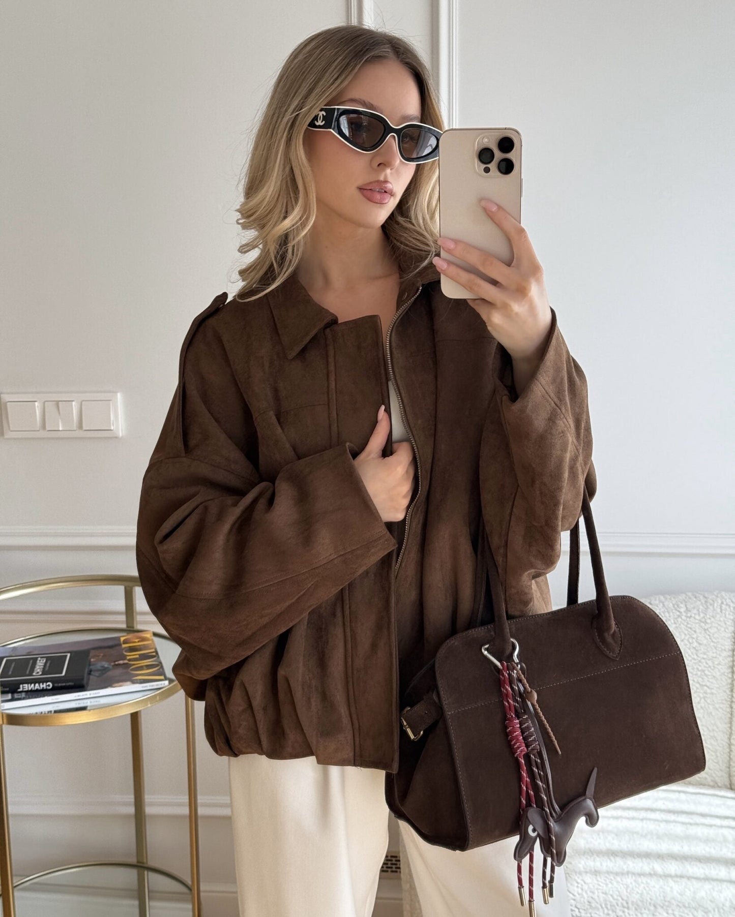 Women's Suede Bomber Jacket – Classic and Stylish Outerwear