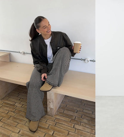 Women's Striped Trousers Comfortable Fit 5