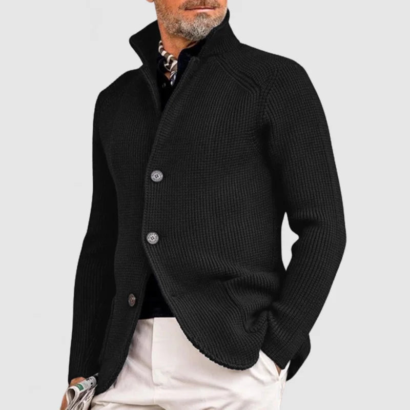 Men's Cardigan Sweater Knitted Fabric with Ribbed Design 1