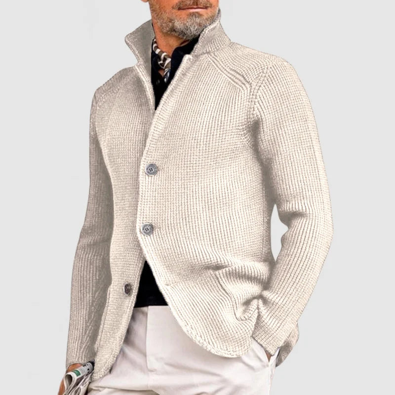 Men's Cardigan Sweater Knitted Fabric with Ribbed Design 2