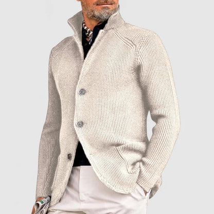 Men's Cardigan Sweater Knitted Fabric with Ribbed Design 2