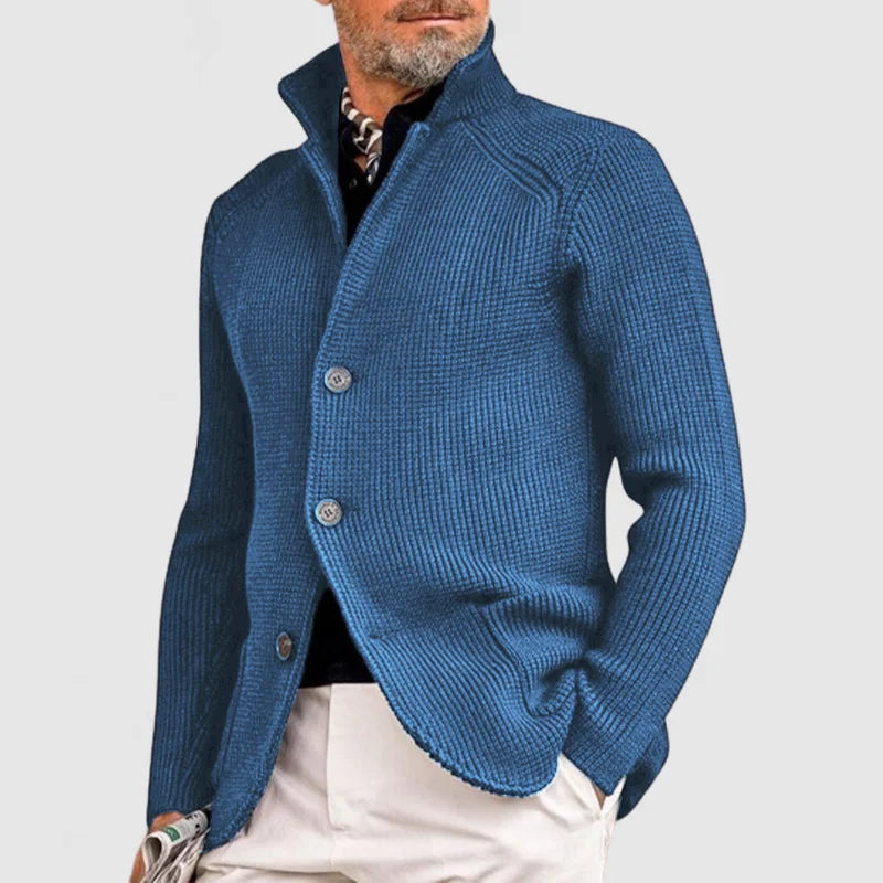 Men's Cardigan Sweater Knitted Fabric with Ribbed Design 3