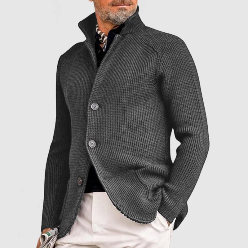 Men's Cardigan Sweater Knitted Fabric with Ribbed Design 4
