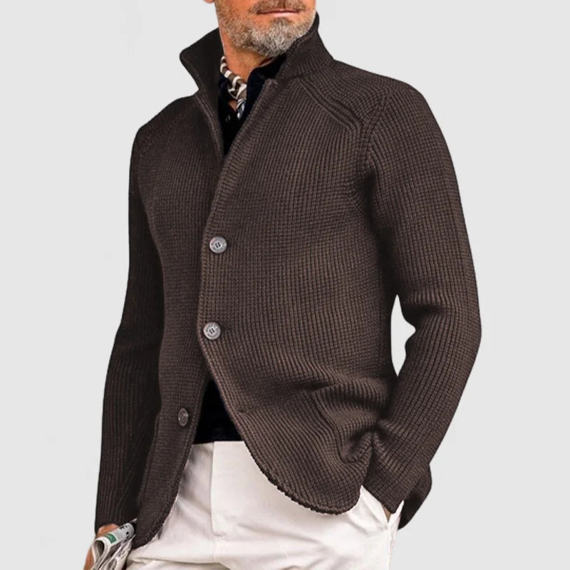 Men's Cardigan Sweater Knitted Fabric with Ribbed Design 5
