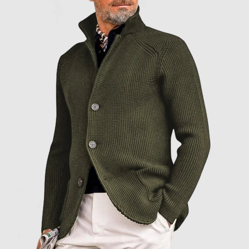 Men's Cardigan Sweater Knitted Fabric with Ribbed Design 6