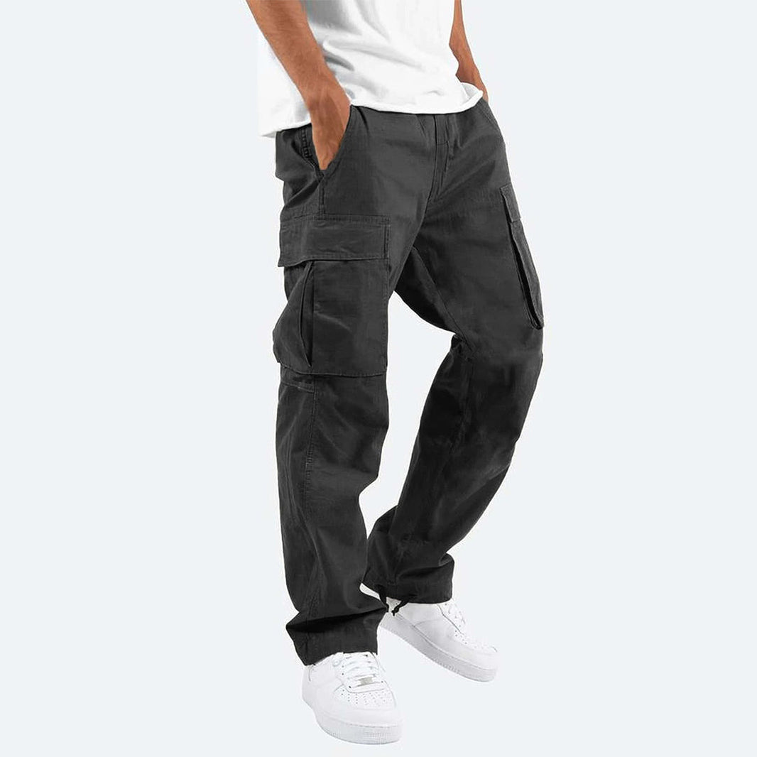 Men's Cargo Pants Black Cotton Blend with Pockets 0