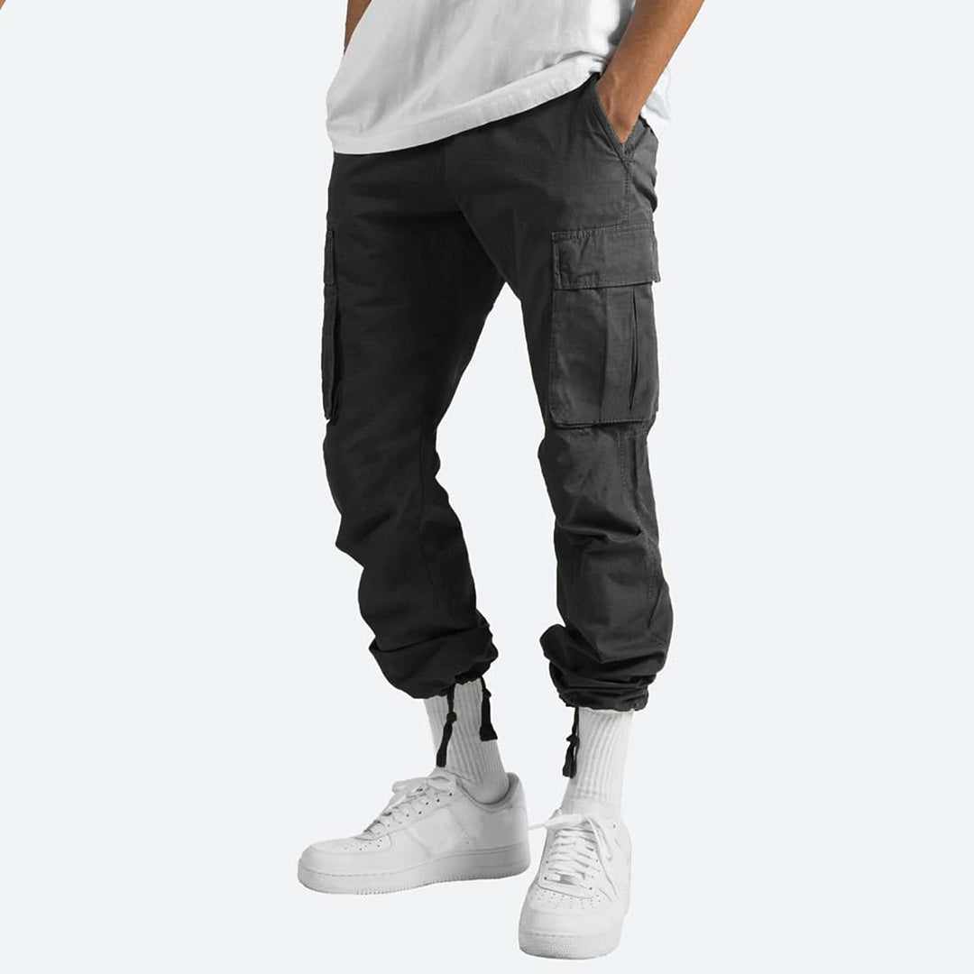 Men's Cargo Pants Black Cotton Blend with Pockets 5