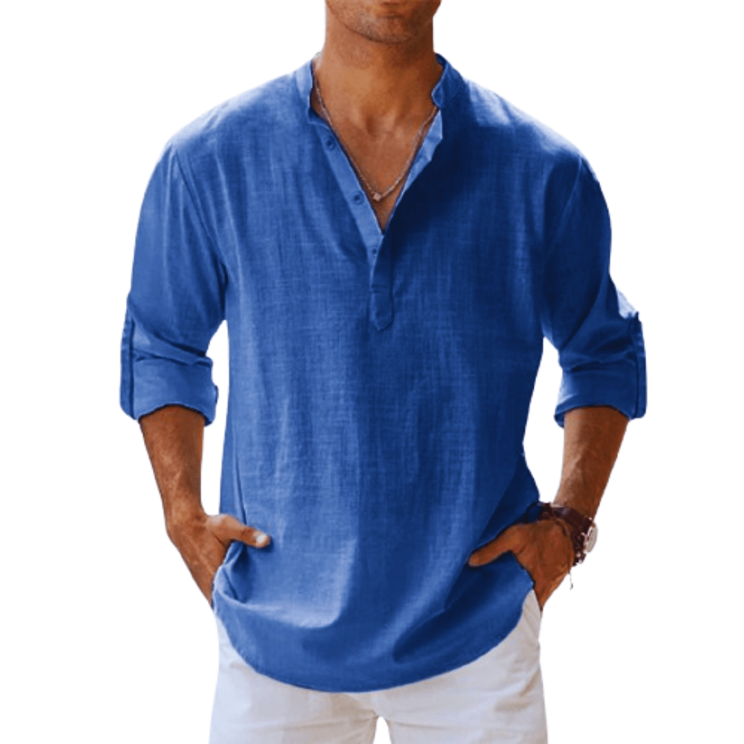 Men's Linen Shirt Henley Blend