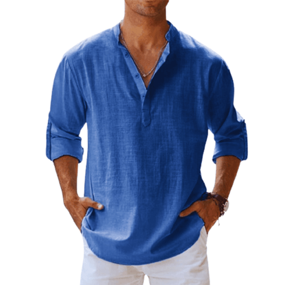 Men's Linen Shirt Henley Blend