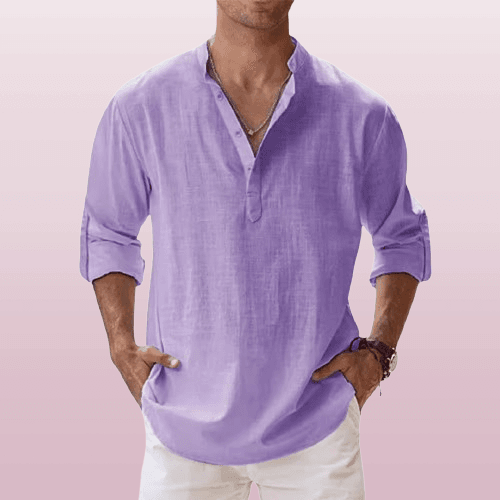 Men's Linen Shirt Henley Blend