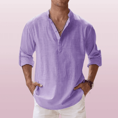 Men's Linen Shirt Henley Blend