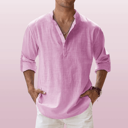 Men's Linen Shirt Henley Blend