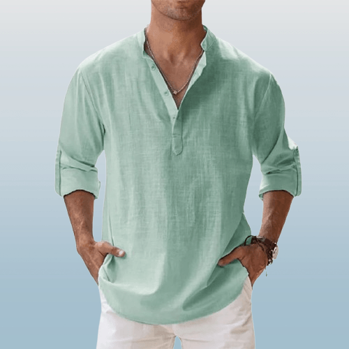 Men's Linen Shirt Henley Blend