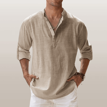Men's Linen Shirt Henley Blend