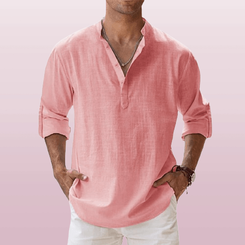 Men's Linen Shirt Henley Blend