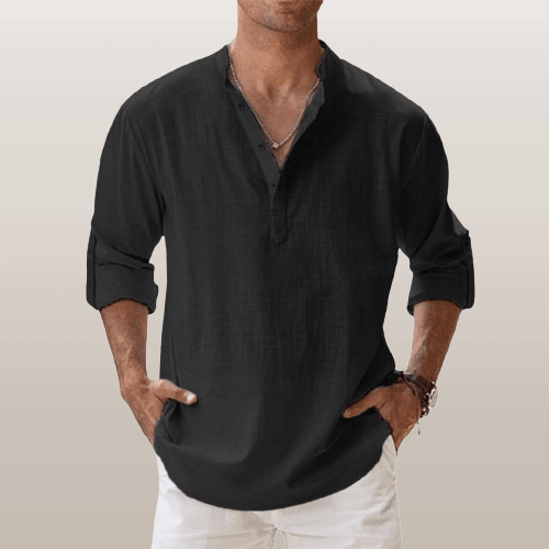 Men's Linen Shirt Henley Blend