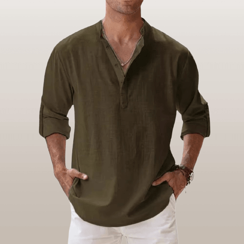 Men's Linen Shirt Henley Blend