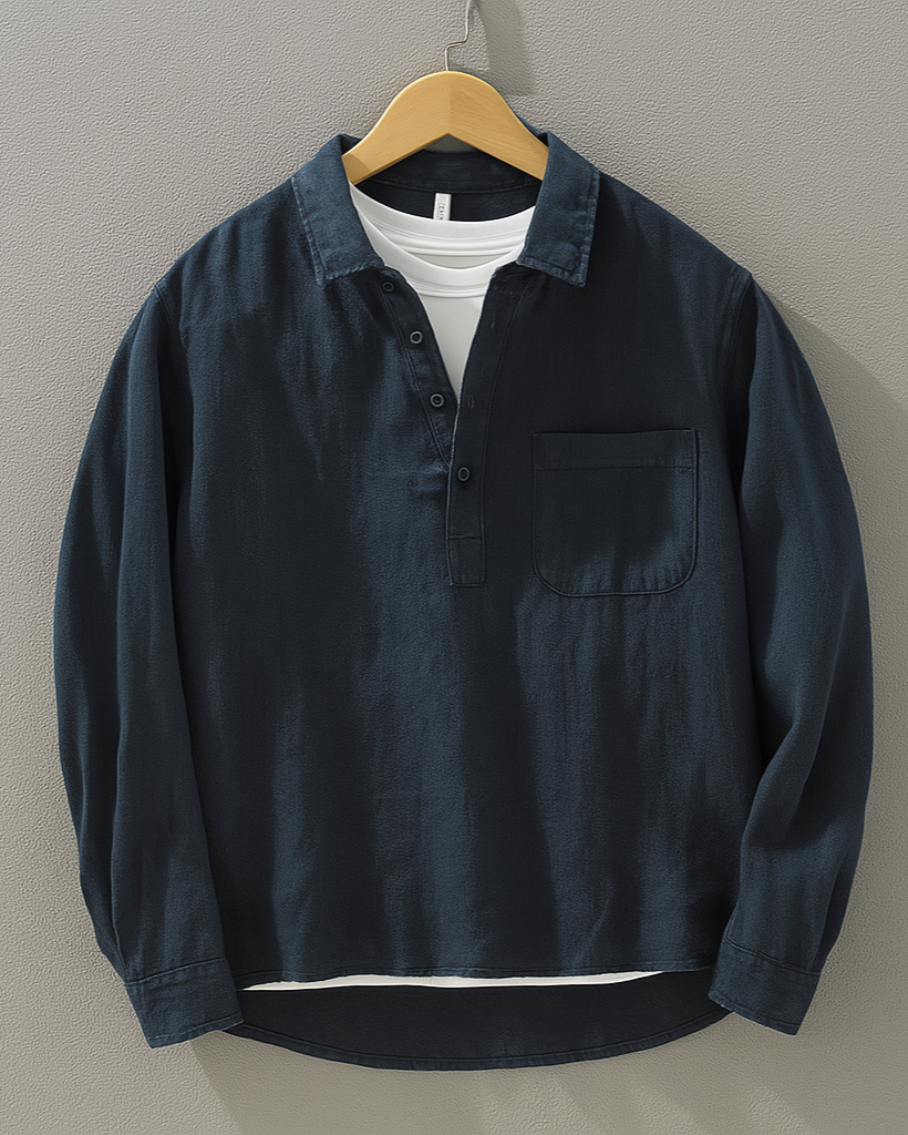 Men's Popover Shirt Linen-Cotton Blend 0
