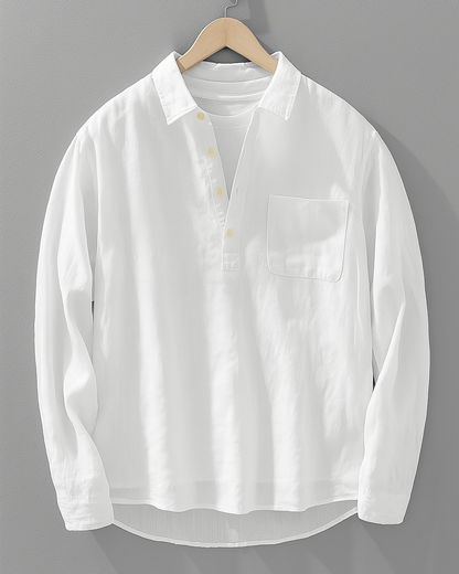 Men's Popover Shirt Linen-Cotton Blend 4