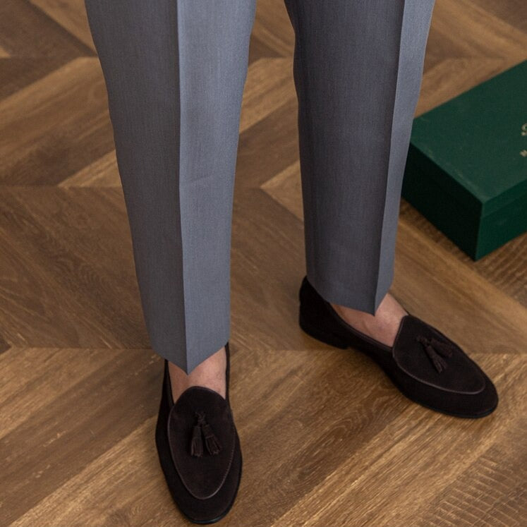 Men's Trousers Wool Blend High-Waisted Tailored