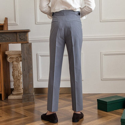 Men's Trousers Wool Blend High-Waisted Tailored