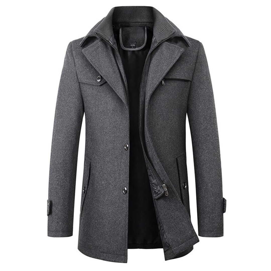 Men's Winter Coat Wool Blend Long Overcoat 2
