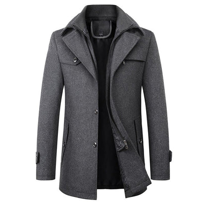 Men's Winter Coat Wool Blend Long Overcoat 2