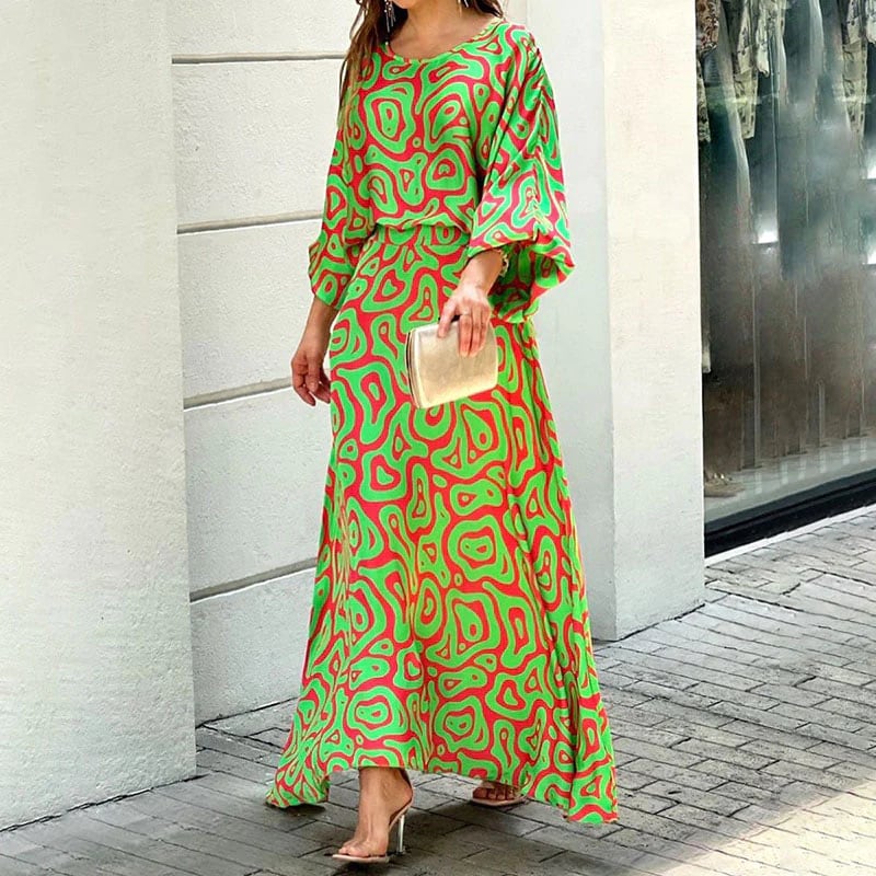 Women's - Elegant Swirl Print Maxi Dress for Women
