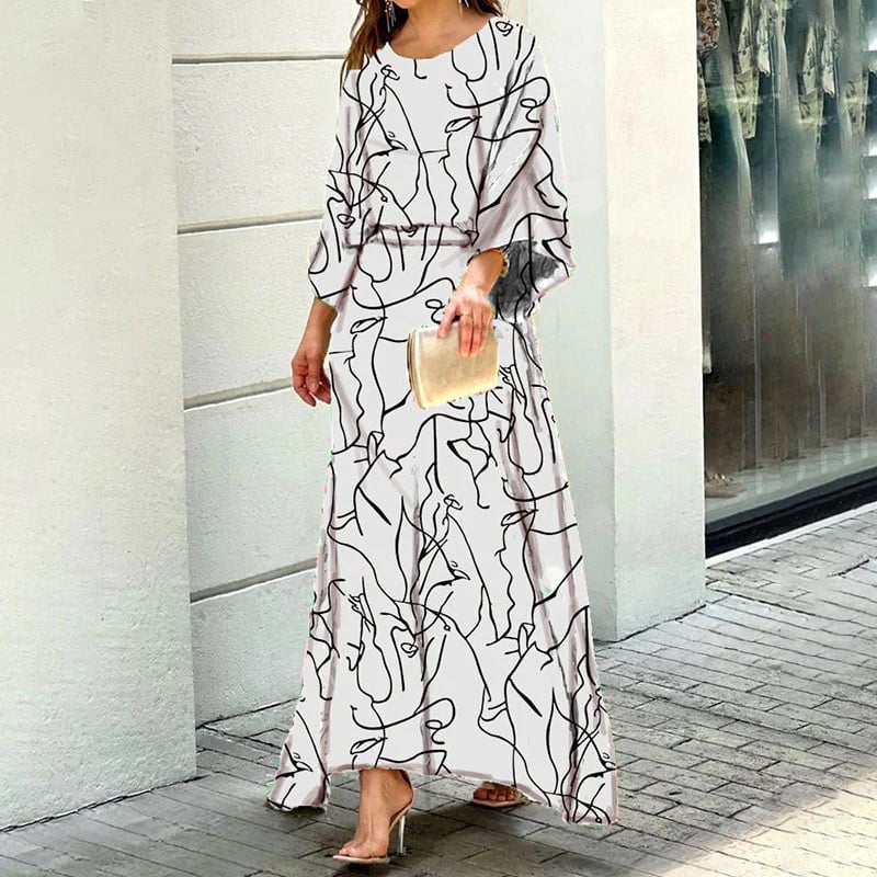 Women's - Elegant Swirl Print Maxi Dress for Women
